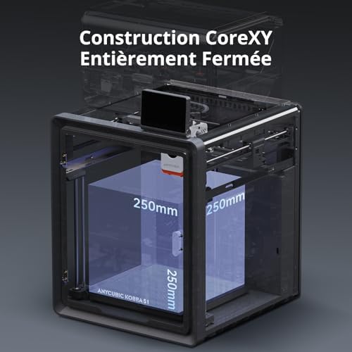 Construction CoreXY fermée, volume d’impression 250×250×250 mm