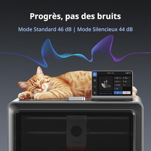 Mode silencieux 44 dB, CoreXY fermé pour impression stable et silencieuse